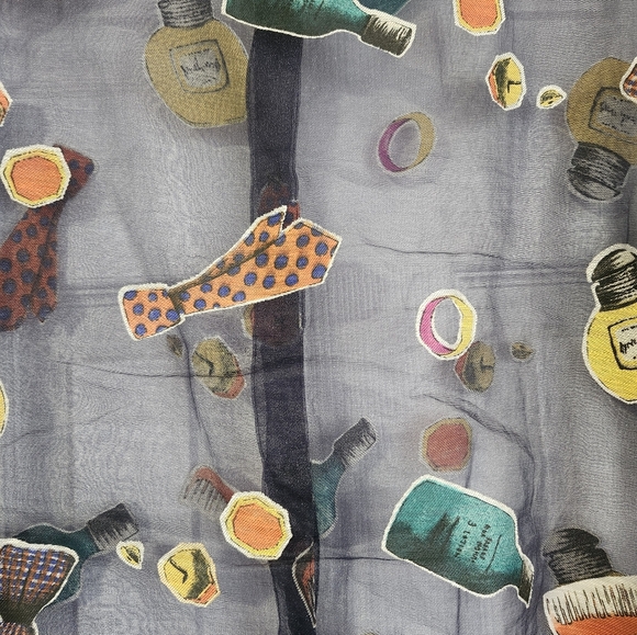 Vintage The Silver By Dorothy Schoelen Sheer Novelty Blouse Multicolored Size L - Picture 4 of 8